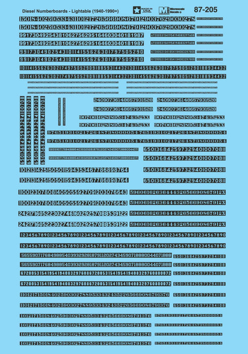 Microscale 87-205 HO Scale Assorted Number Boards