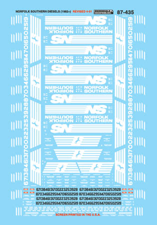 Microscale 87-435 HO Scale Norfolk Southern Hood and Switcher Diesel Decals
