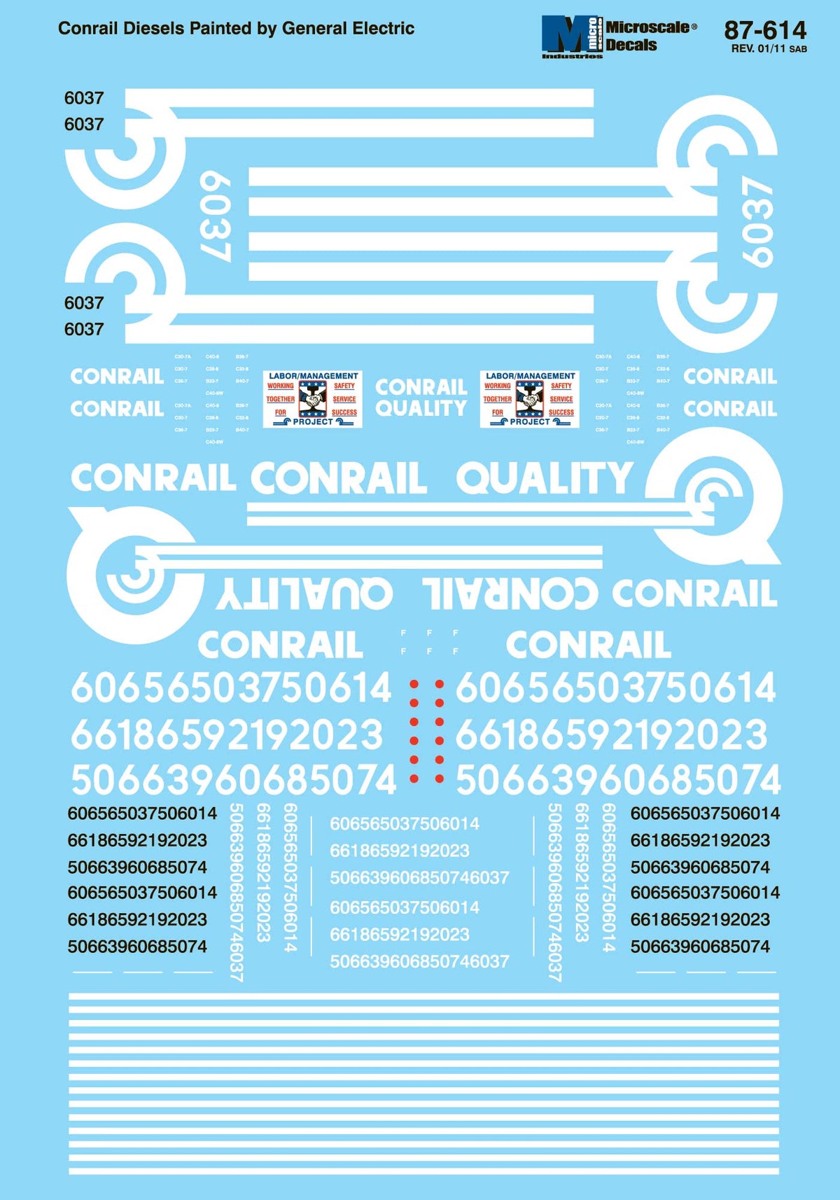 Microscale 87-614 HO Scale Conrail GE Diesel Labor Management Decals ...