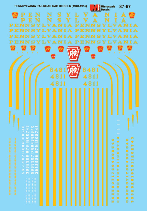Microscale 87-67 HO Scale PRR Cab Diesel and Electric Locomotives