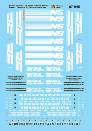 Microscale 87-945 HO Scale Conrail GE Dash -8/-9 1984+ Diesel Decals
