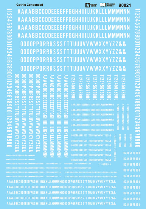 Microscale 90021 White Alphabets & Numbers Condensed Gothic