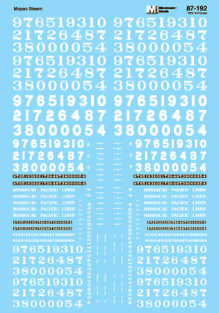 Microscale Decals 87-192 HO Scale Missouri Pacific MP Steam Locomotives