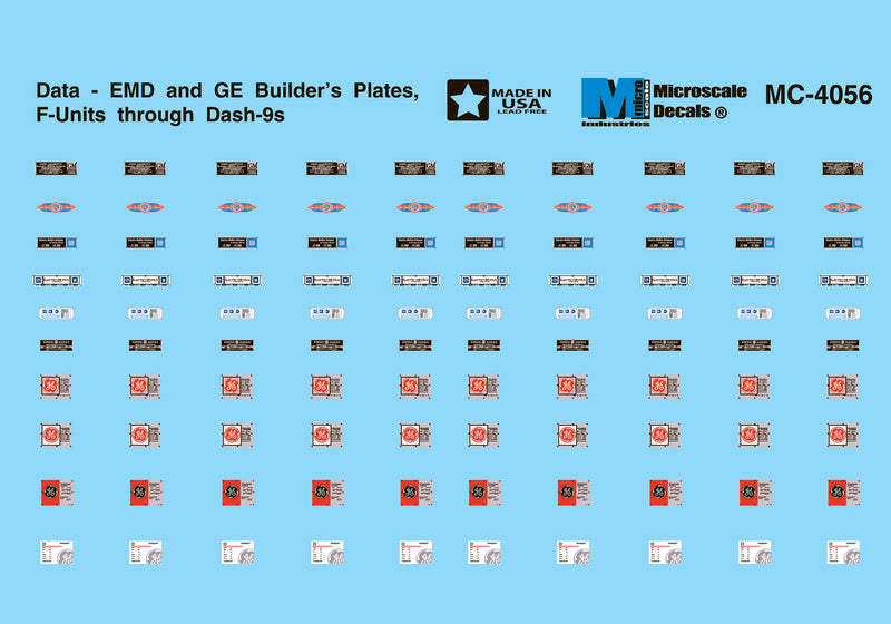 Microscale MC-4056 Mini-Cal EMD & GE Builder Plates Decals