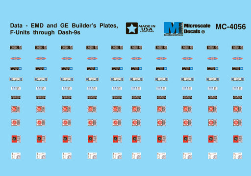 Microscale MC-4056 Mini-Cal EMD & GE Builder Plates Decals