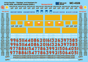 Microscale MC-4328 Mini-Cal "Patch" Renumbered Ex-CNW, SP, SSW & DRGW Union Pacific UP Diesels (2000+)