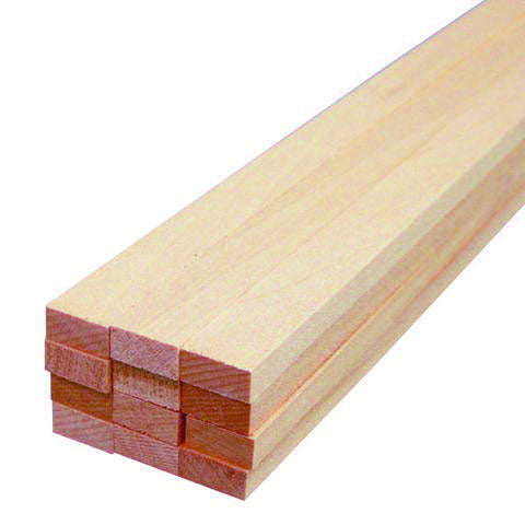 Midwest Products 4069 1/4" x 1/2" x 24" Basswood Strips Singles