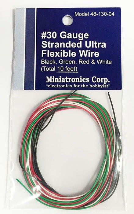 Miniatronics 48-130-04 30 AWG Wire 2.5' of Black Green Red and White