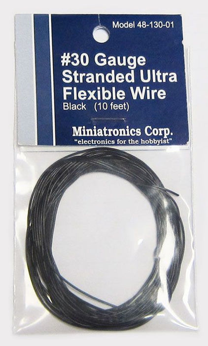 Miniatronics 48-130-01 30 AWG Single Conductor Ultra Flexible Wire 10" Black