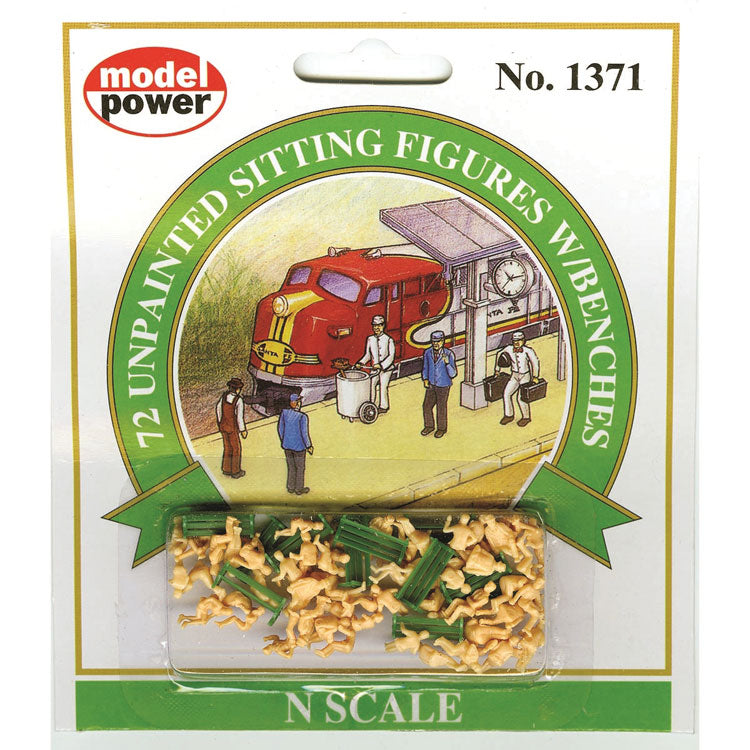 Model Power 1371 N Scale Un-Painted Sitting Figures 72 Pack