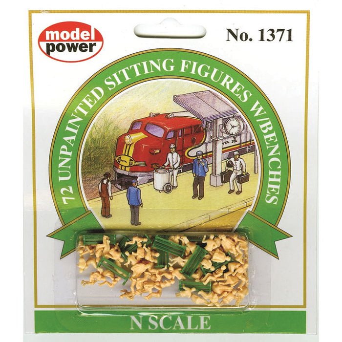 Model Power 1371 N Scale Un-Painted Sitting Figures 72 Pack