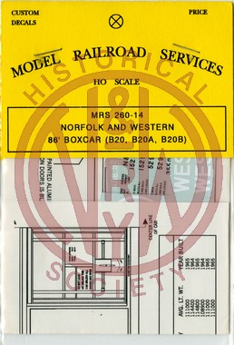 Model Railroad Services 260-14 HO Scale Decals Norfolk and Western 86' Boxcars (B20, B20A, B20B)