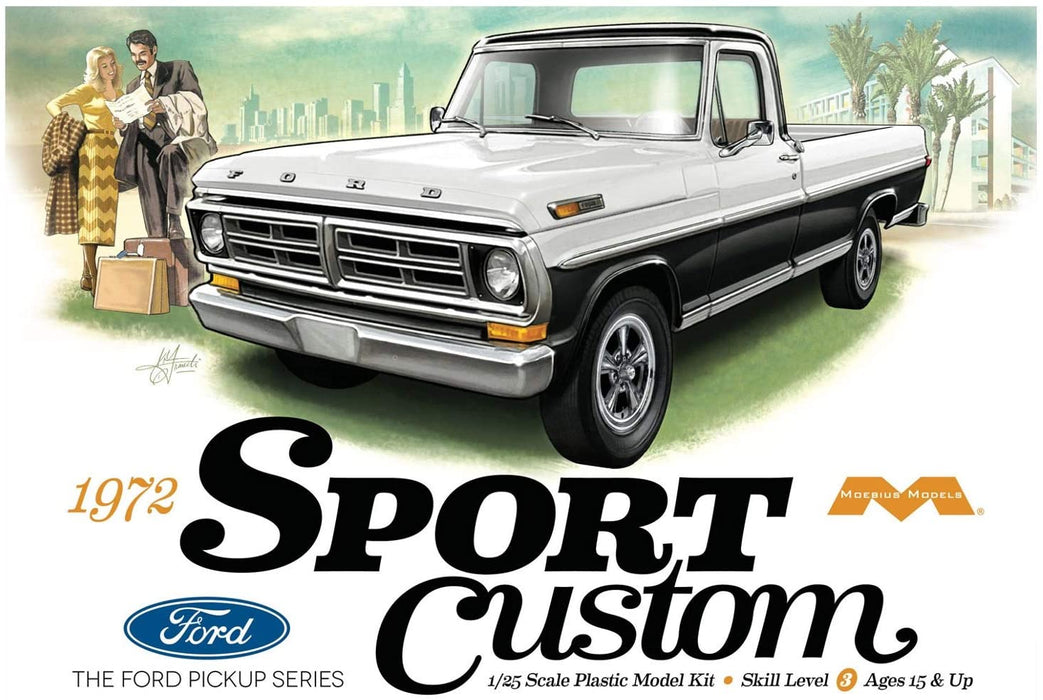 Moebius Models 1220 1/25 1972 Ford Sport Custom Pick-up Truck Skill Level 3 Model Kit
