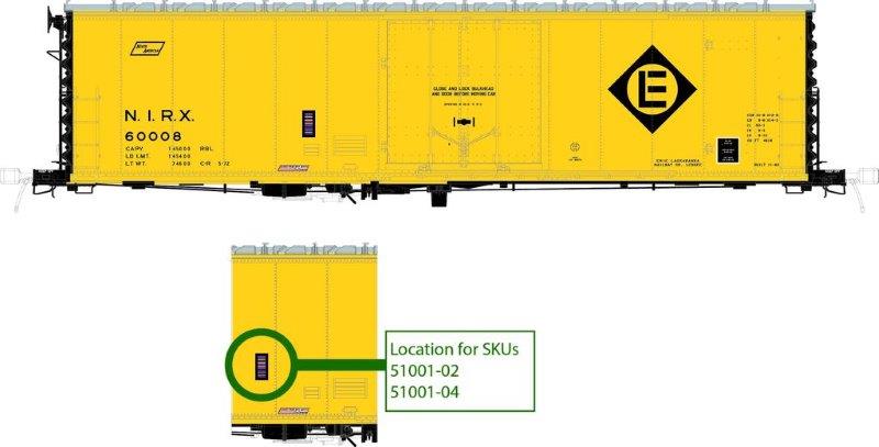 Moloco Trains 51001-04 HO Scale 50' RBL Boxcar EL NIRX 60014