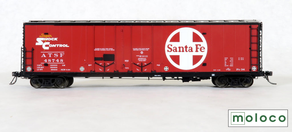 Moloco Trains 25001 HO Scale Topeka Built FE-34 50' XM Double Plug 15-6 Door Boxcar Santa Fe ATSF