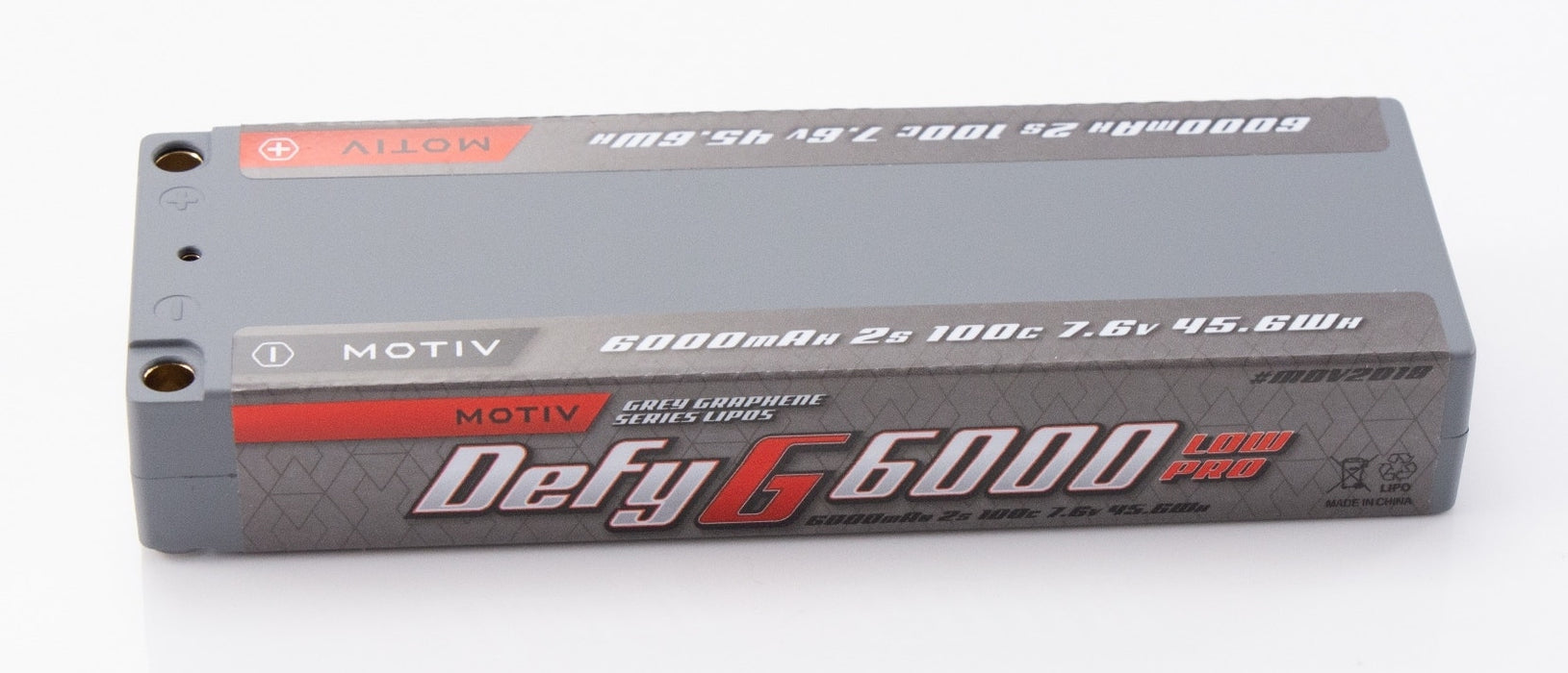 MOTIV 2018 Defy G Grey Graphene 2S 7.6V 6000mAh 100C Low CG Hardcase LiPo Battery