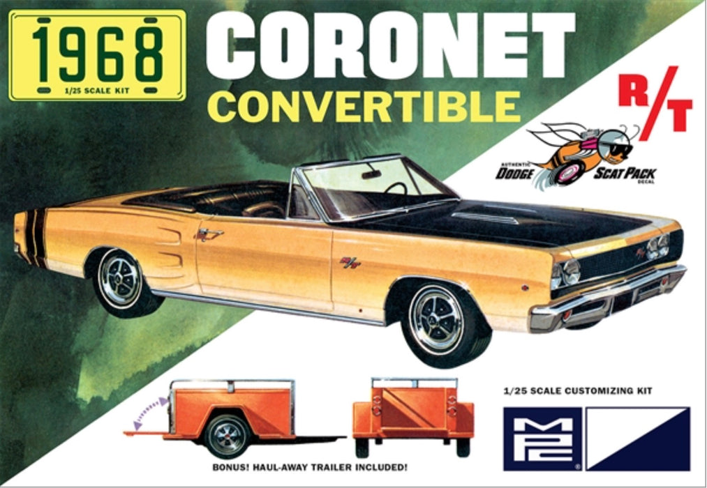 MPC Plastic Model Kits 978 1/25 1968 Dodge Coronet Convertible with Trailer Kit