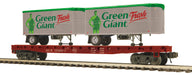 MTH Premier 20-95555 O Scale Milwaukee Road MILW Flatcar with Green Giant Pup Trailers