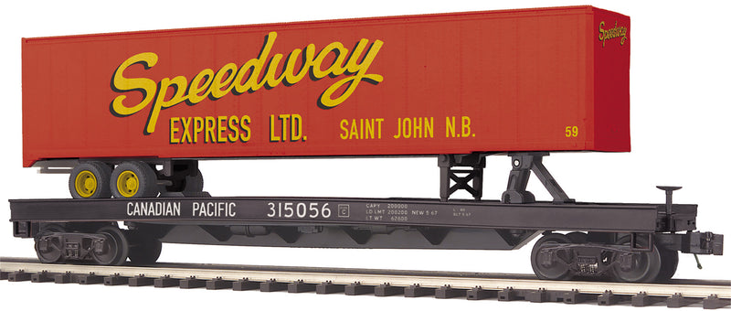 MTH Premier 20-95642 O Scale Canadian Pacific CP Flatcar with Speedway Trailer
