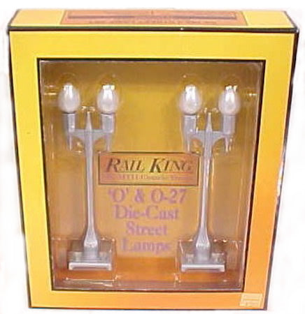 MTH 30-1082 O Gauge RailKing No 580-2 Teardrop Lamp Set Silver - NOS