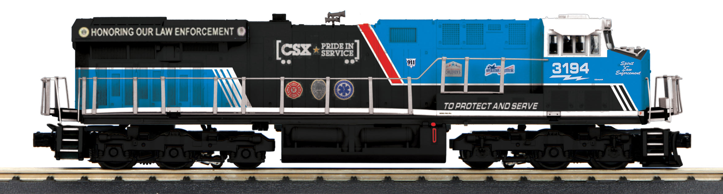 MTH 30207521 RailKing EMD SD70A Diesel CSX 3194 Law Enforcement PS3