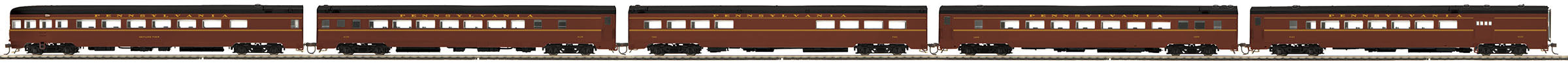 MTH 80-60048 HO Scale Streamlined 5 Car Passenger Car Set Pennsylvania PRR - Modified