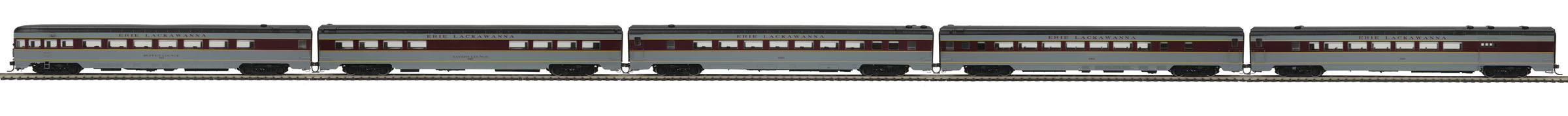 MTH 81-60006 HO Scale Smooth Side 5 Car Passenger Set Erie Lackawanna - USED