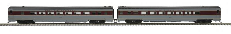 MTH 81-60014 HO Scale Smooth Side 2 Car Parlor Passenger Set Erie Lackawanna - USED
