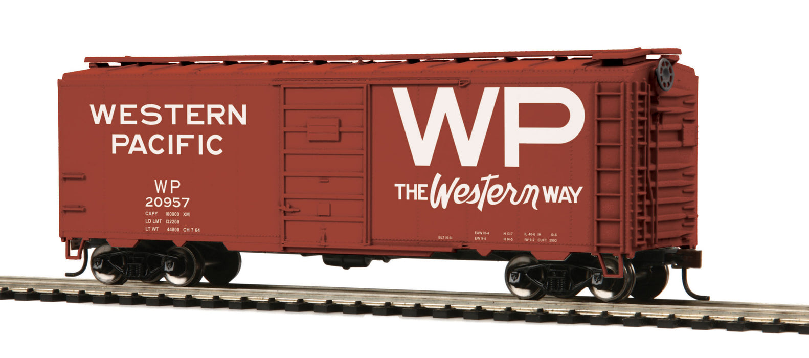 MTH 85-74133 HO Scale 40' PS-1 Boxcar Western Pacific WP 20957 - NOS