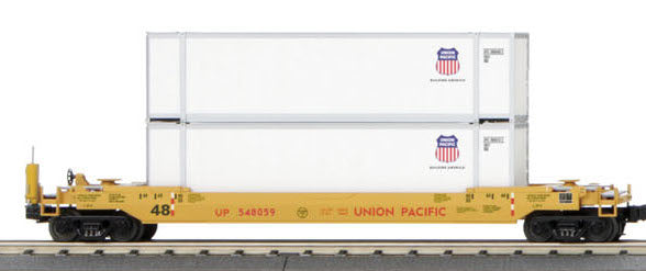 MTH Railking 30-4214C O Gauge Husky Stack Well Car with ETD Union Pacific UP 548059 - USED