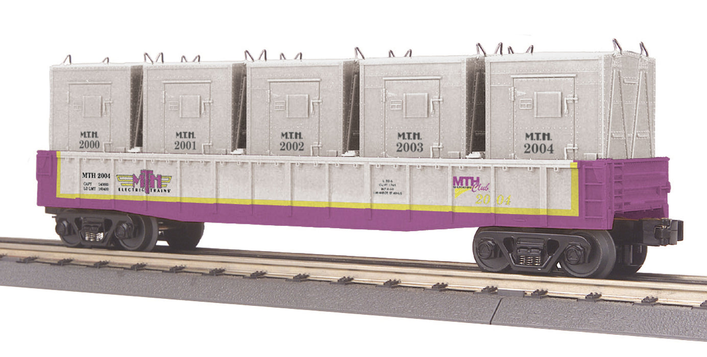 MTH RailKing 30-7267 O Gauge Gondola with LCL Containers MTH Club - NOS