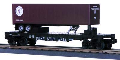 MTH RailKing 30-7626 O Gauge TOFC Flatcar with Trailer Pennsylvania PRR - NOS