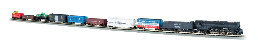 Bachmann 24009 N Scale Starter Train Set Empire Builder with Santa Fe Steam Locomotive
