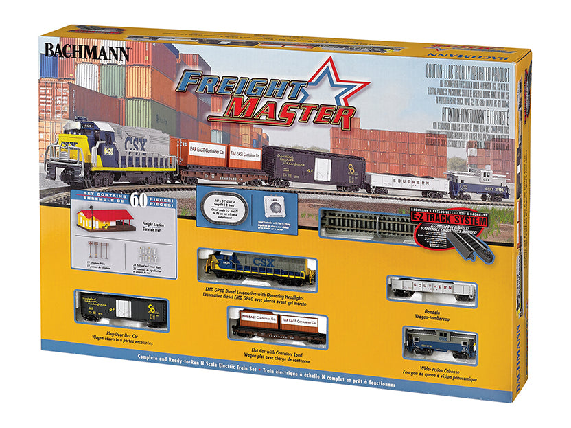 Bachmann 24022 N Scale Starter Train Set Freight Master with CSX Diesel Locomotive