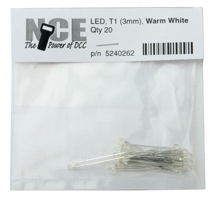 NCE 5240262 Warm White 3mm T1 LED's 20 Pack