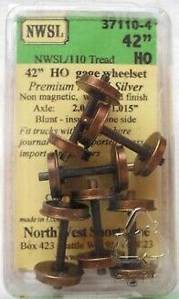 NWSL 371104 HO Scale Blunt Axle Nickel-Silver Weathered Wheelset 42"/110