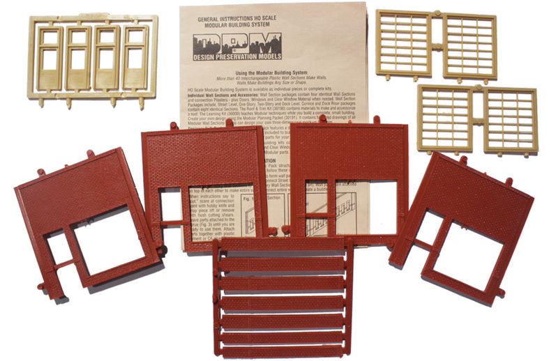 Woodland Scenics DPM 30171 HO Scale Street Level Wall Sections - Steel Sash Entry Door 4-Pack