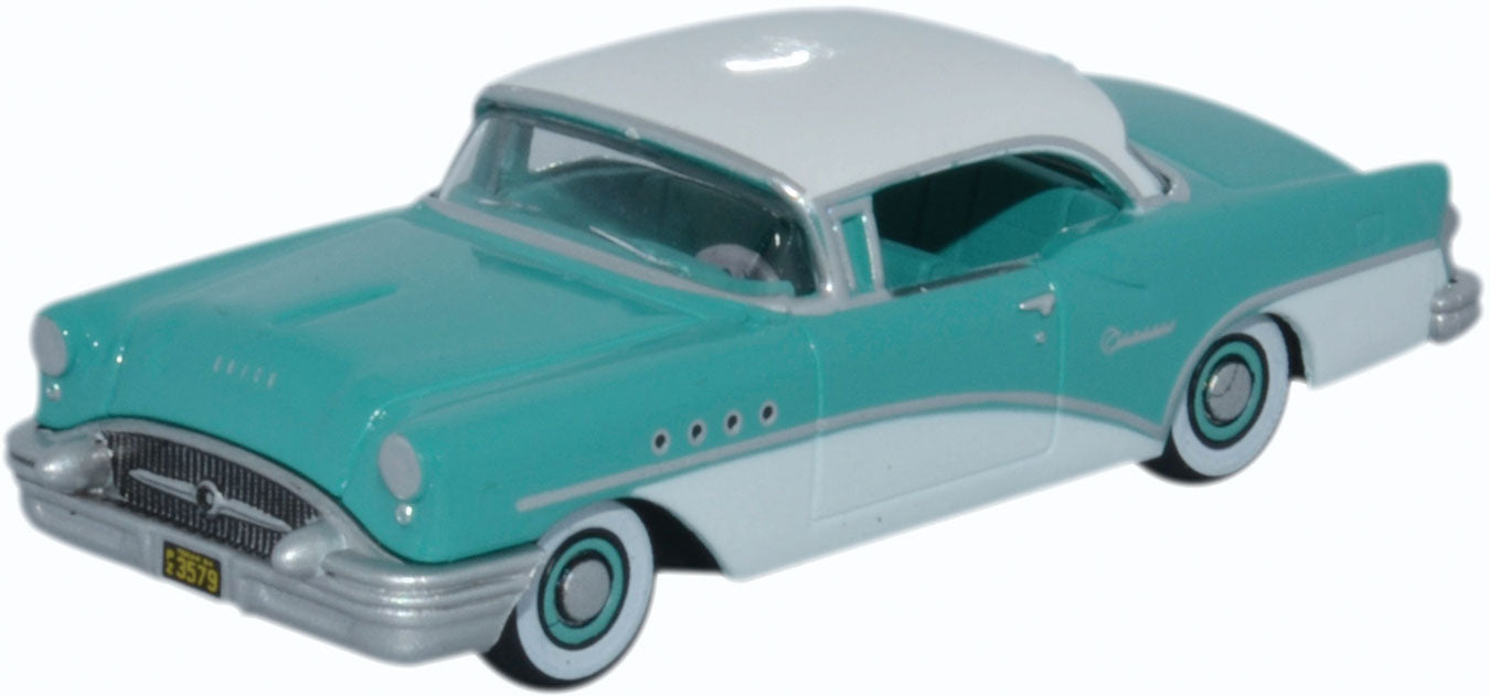 Oxford Diecast 87BC55001 HO Scale 1955 Buick Century Turquoise and Polo White