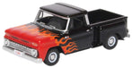 Oxford Diecast 87CP65004 HO Scale 1965 Chevy SS Pickup Truck Black Red Orange Flames