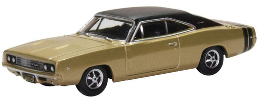 Oxford Diecast 87DC68002 HO Scale 1968 Dodge Charger Gold and Black