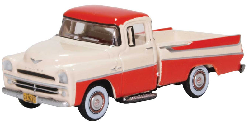 Oxford Diecast 87DP57001 HO Scale 1957 Dodge D100 Pickup Tropical Coral Ivory
