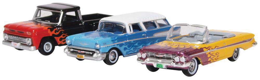 Oxford Diecast 87SET001 HO Scale Chevrolet Hot Rod Set