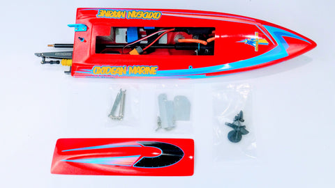 Oxidean Marine Mini-Dom Fiberglass Self Righting Mono RTR RC Boat - Red (OXIMDOMF-ARTR-R + OXM-50001