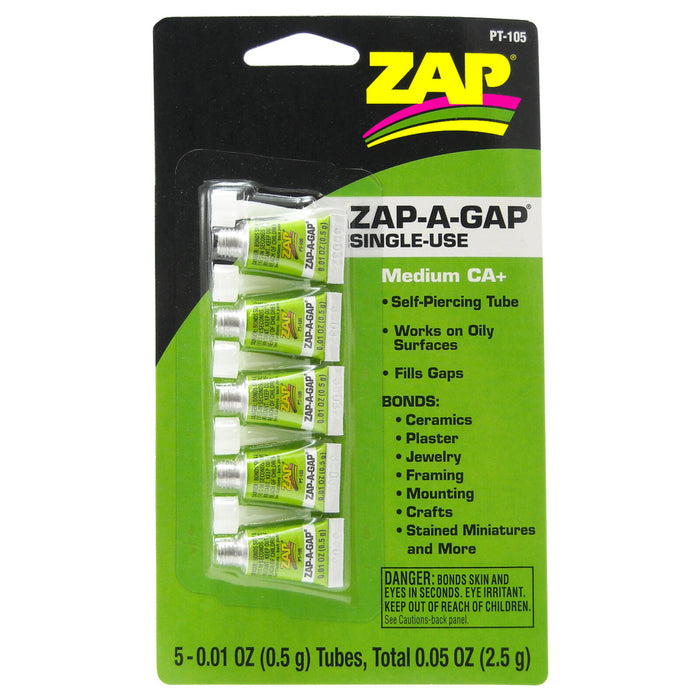 Pacer PT-105 Zap-A-Gap Single Use Tubes, 5 x 1/2 g
