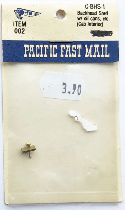 Pacific Fast Mail C-BHS-1 HO Scale Backhead Shelf w/Oil Cans etc. Cab Interior