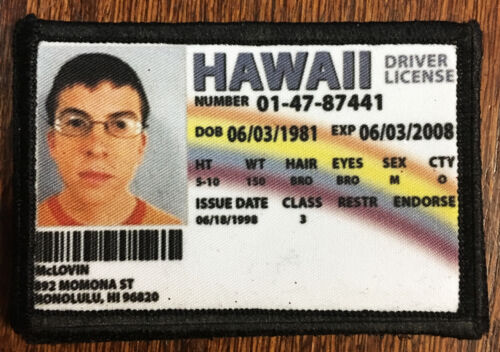 McLovin Patch with Loop and Hook Backing (Approximately 3"x2")