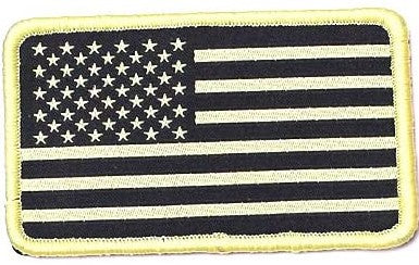 Yellow and Black US Flag with Loop and Hook Backing  (3"x2")