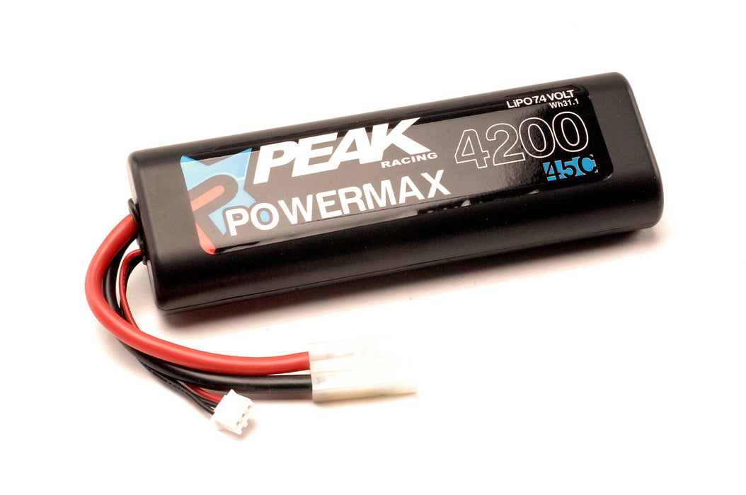 Peak Racing Powermax Sport 4200 Lipo 7.4V 45C Battery with Tamiya Plug