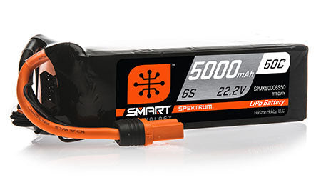 Spektrum 5000mAh 6S 22.2V 50C SMART Hardcase LiPo Battery with IC5/EC5