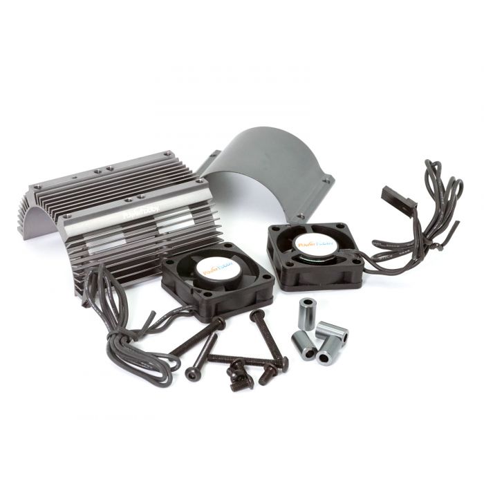 Powerhobby 1289 Gun Metal Heat Sink with Twin Turbo High Speed Cooling Fans for 1/8 Motors